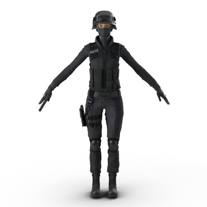 3D SWAT Woman Afro American Rigged