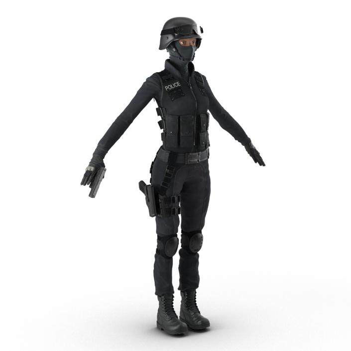 3D SWAT Woman Afro American Rigged