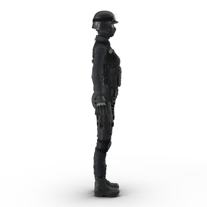 3D SWAT Woman Afro American Rigged