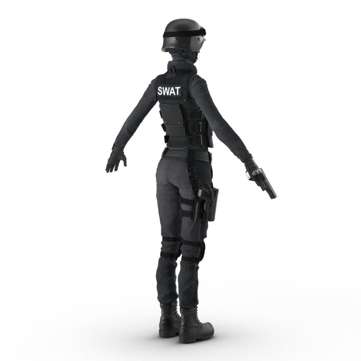 3D SWAT Woman Afro American Rigged