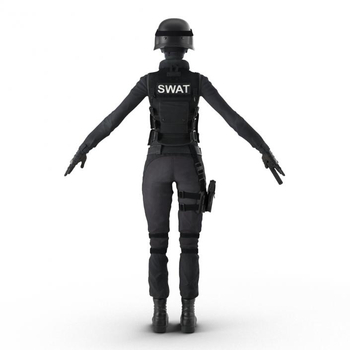 3D SWAT Woman Afro American Rigged