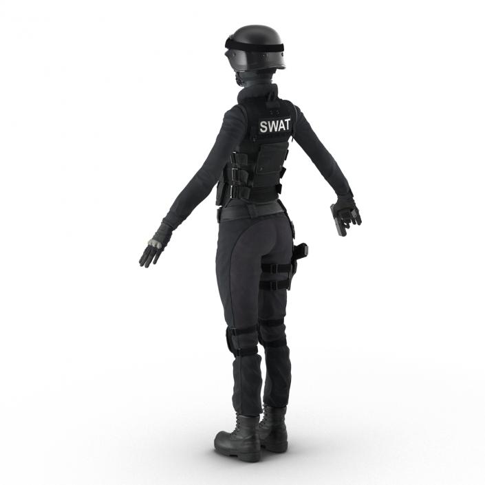 3D SWAT Woman Afro American Rigged