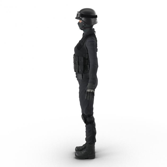 3D SWAT Woman Afro American Rigged