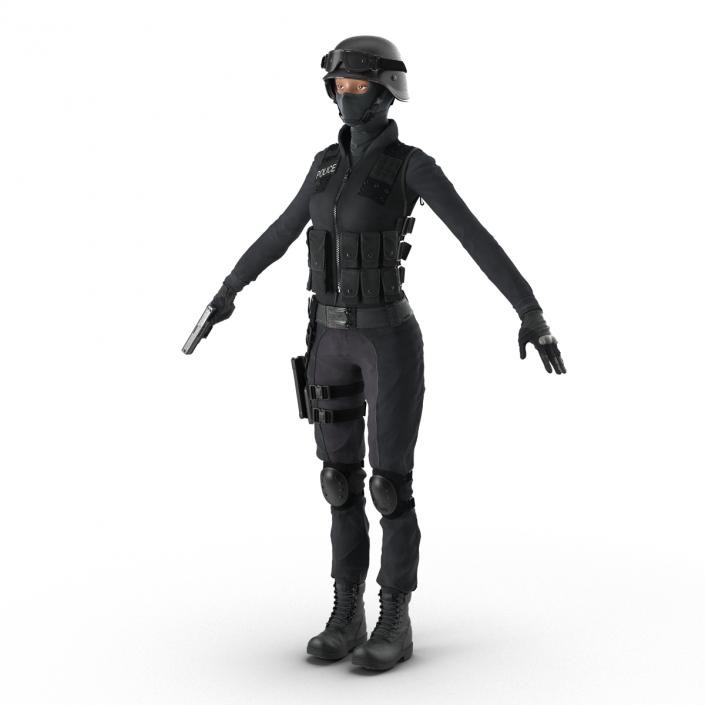 3D SWAT Woman Afro American Rigged