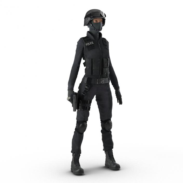 3D SWAT Woman Afro American Rigged