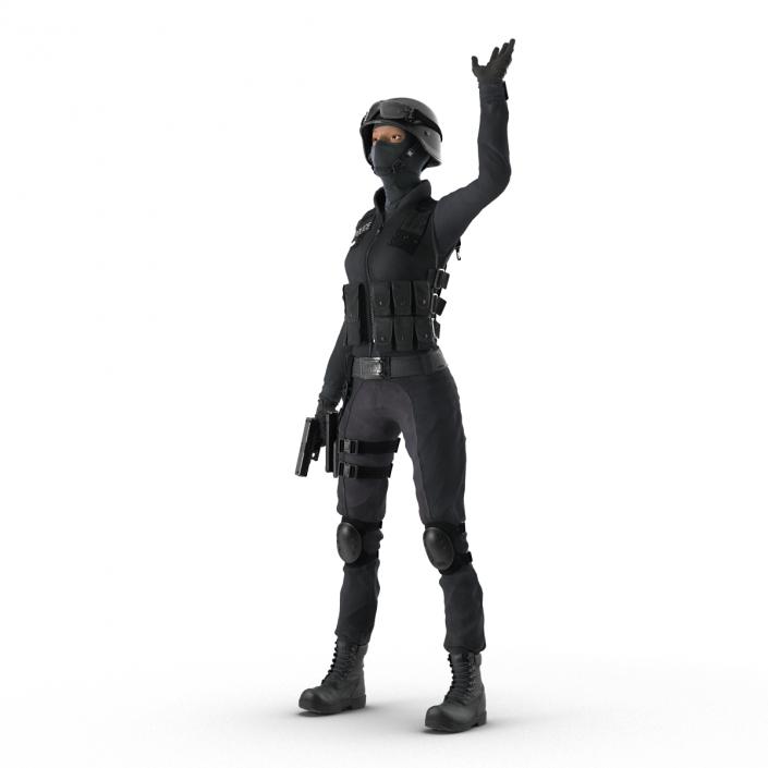 3D SWAT Woman Afro American Rigged