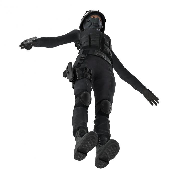 3D SWAT Woman Afro American Rigged