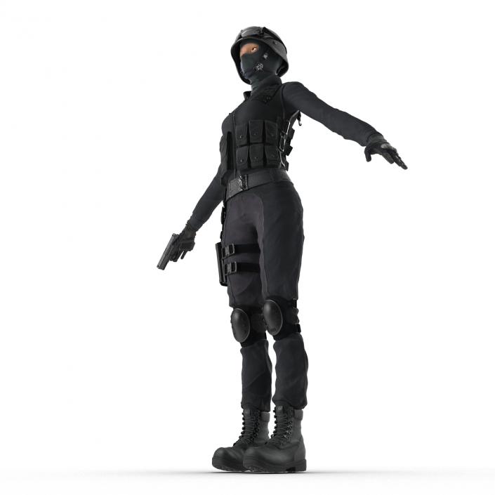 3D SWAT Woman Afro American Rigged