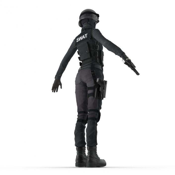 3D SWAT Woman Afro American Rigged