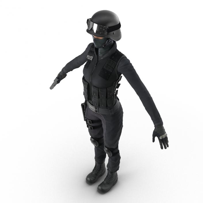 3D SWAT Woman Afro American Rigged