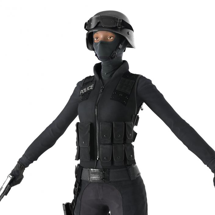 3D SWAT Woman Afro American Rigged