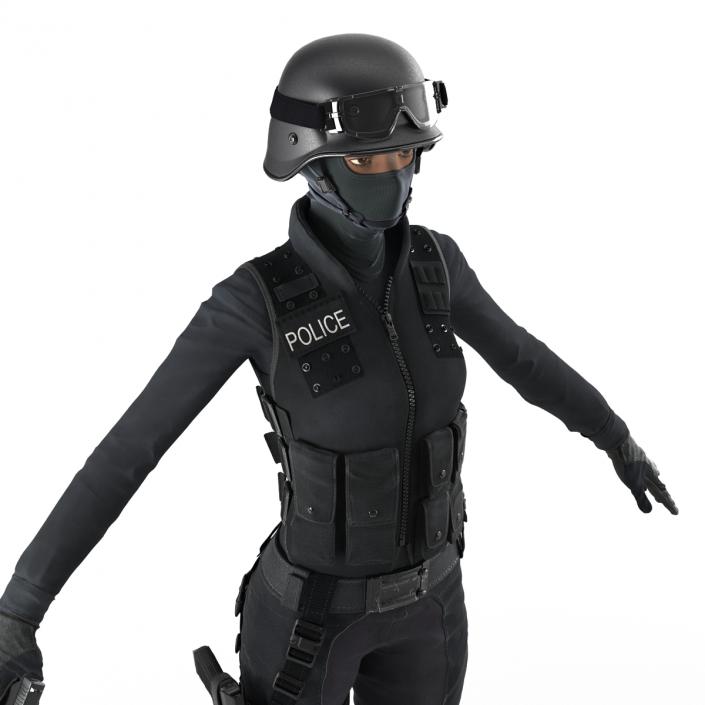 3D SWAT Woman Afro American Rigged