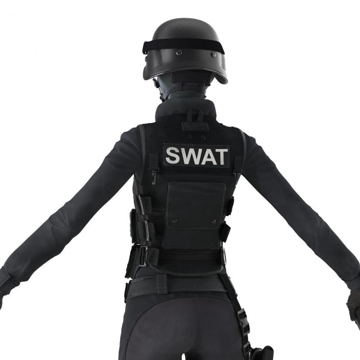 3D SWAT Woman Afro American Rigged