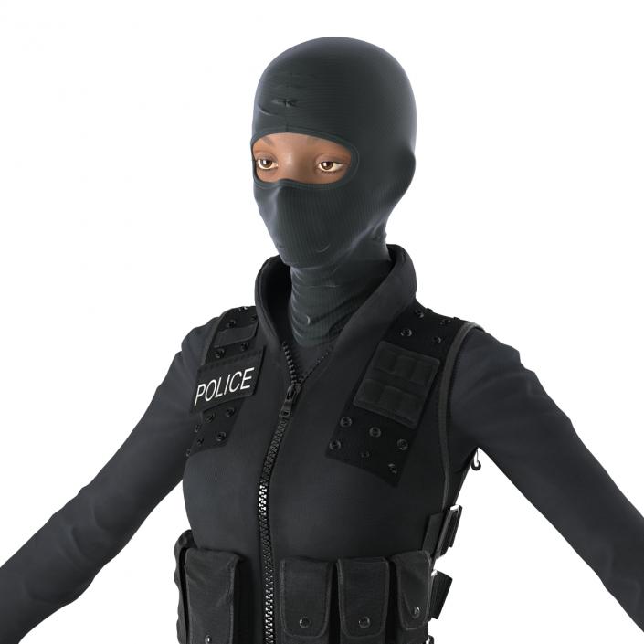 3D SWAT Woman Afro American Rigged