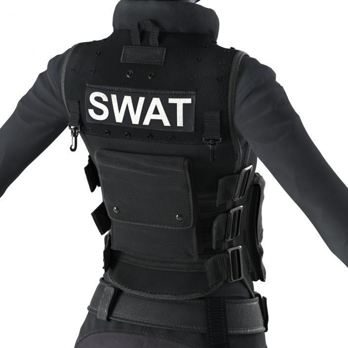 3D SWAT Woman Afro American Rigged