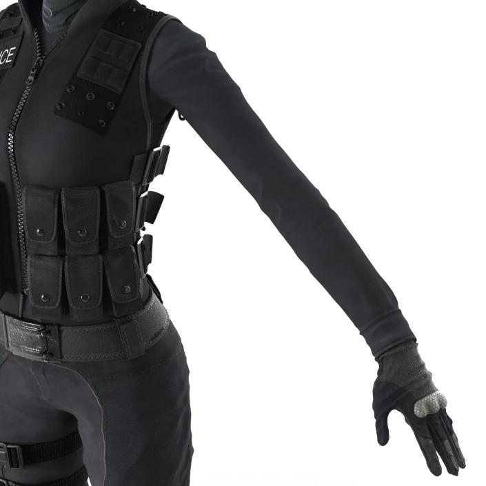 3D SWAT Woman Afro American Rigged