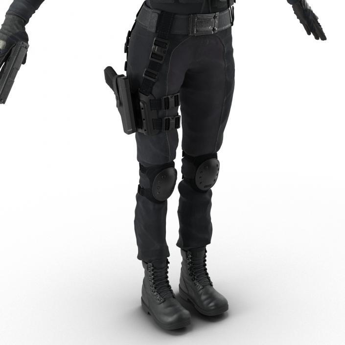 3D SWAT Woman Afro American Rigged