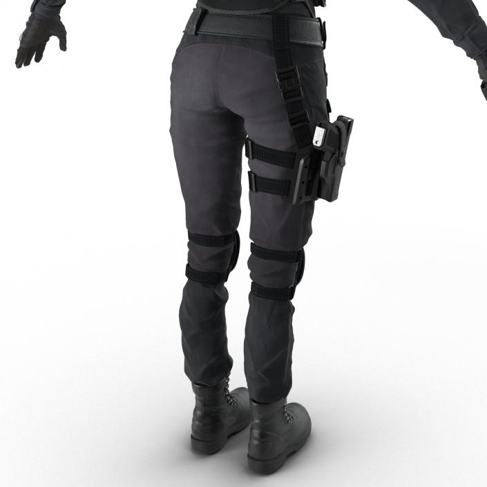 3D SWAT Woman Afro American Rigged