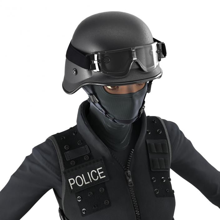 3D SWAT Woman Afro American Rigged