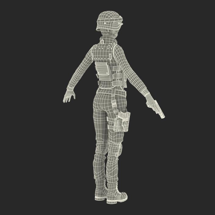 3D SWAT Woman Afro American Rigged