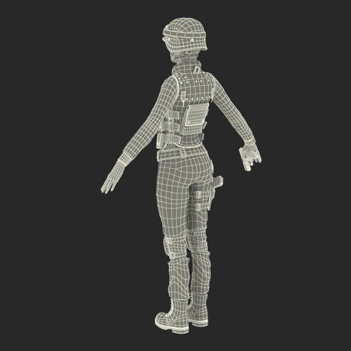 3D SWAT Woman Afro American Rigged