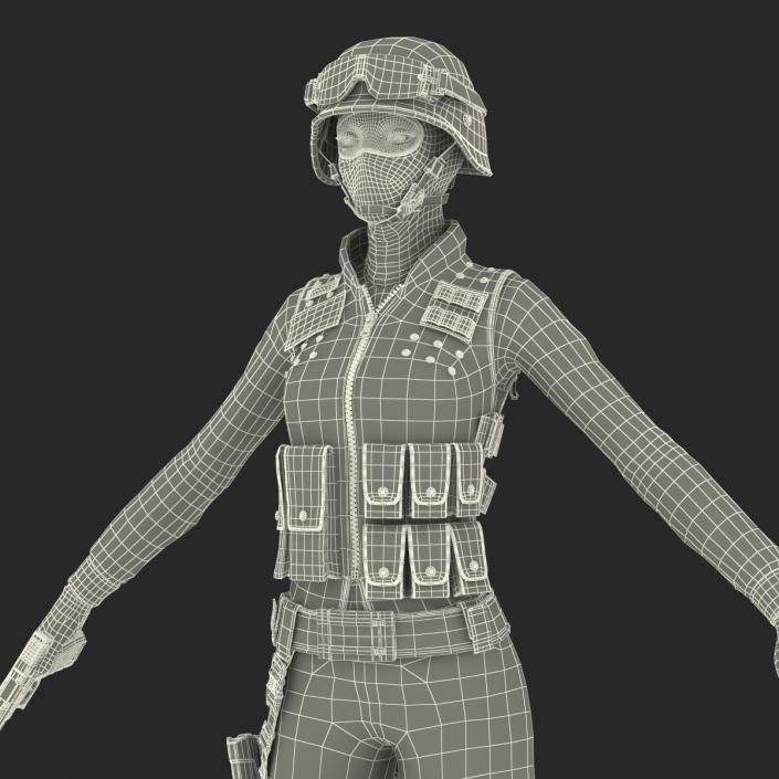 3D SWAT Woman Afro American Rigged