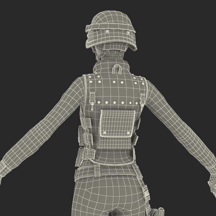 3D SWAT Woman Afro American Rigged