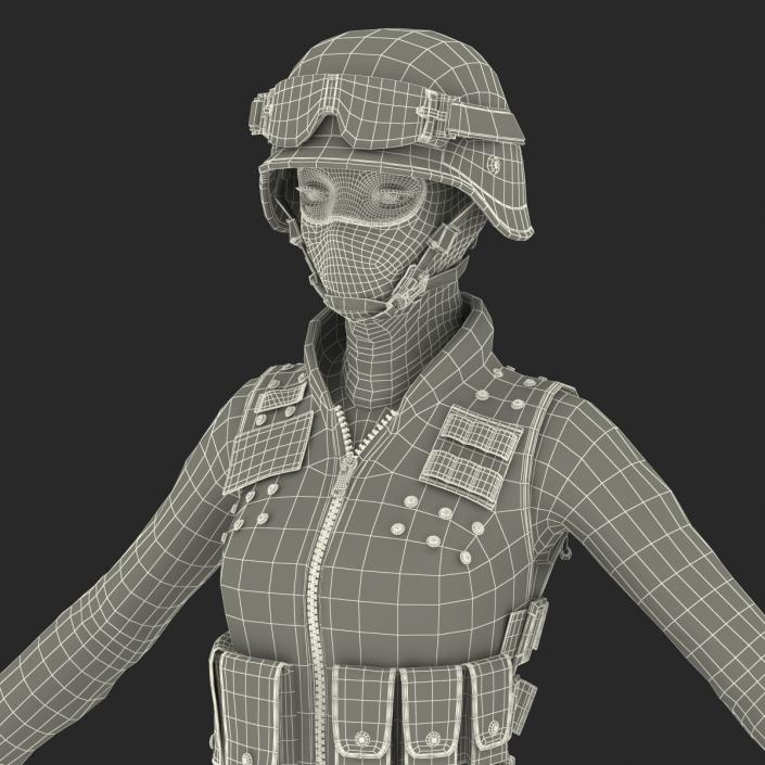 3D SWAT Woman Afro American Rigged