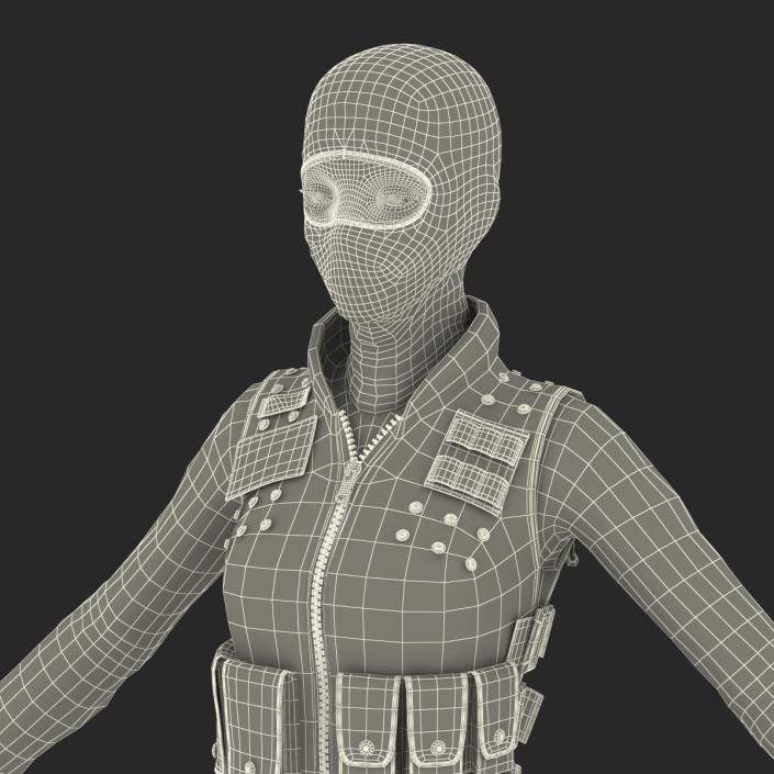 3D SWAT Woman Afro American Rigged