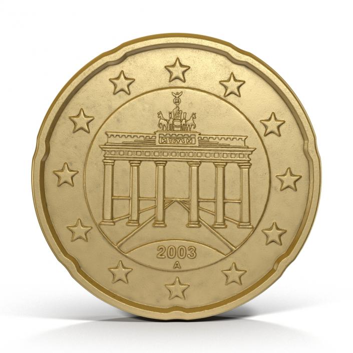 German Euro Coin 20 Cent 3D model