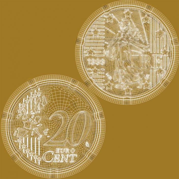 German Euro Coin 20 Cent 3D model