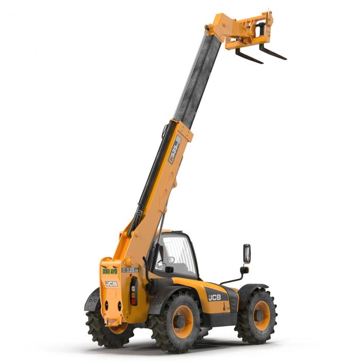 Telescopic Handler Forklift JCB 535 95 Orange Rigged 3D