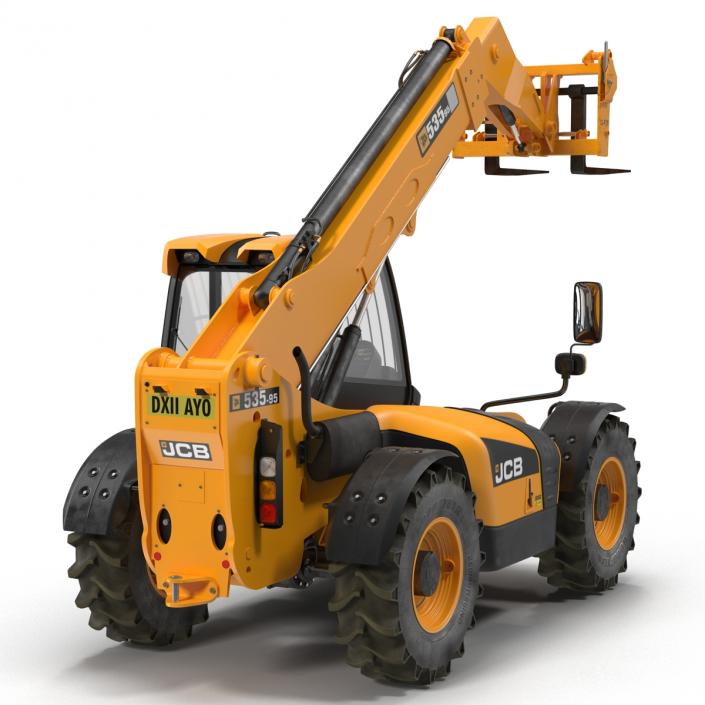 Telescopic Handler Forklift JCB 535 95 Orange Rigged 3D