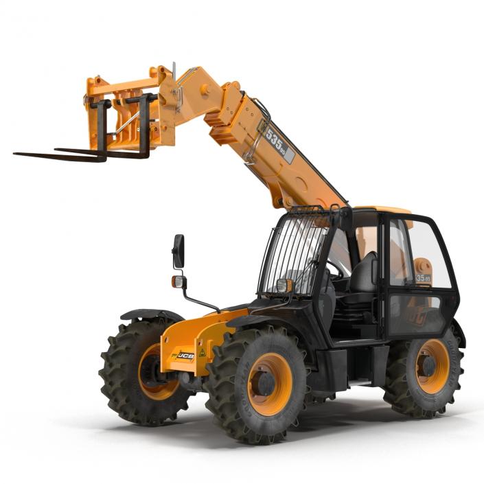 Telescopic Handler Forklift JCB 535 95 Orange Rigged 3D