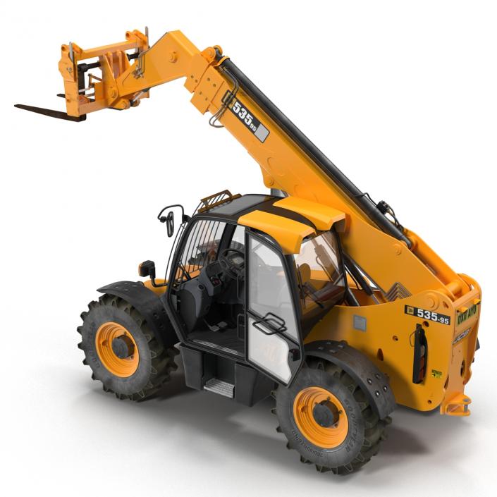 Telescopic Handler Forklift JCB 535 95 Orange Rigged 3D