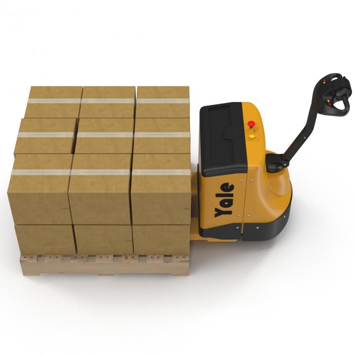 3D Powered Pallet Jack and Wooden Pallet 3D Models Set