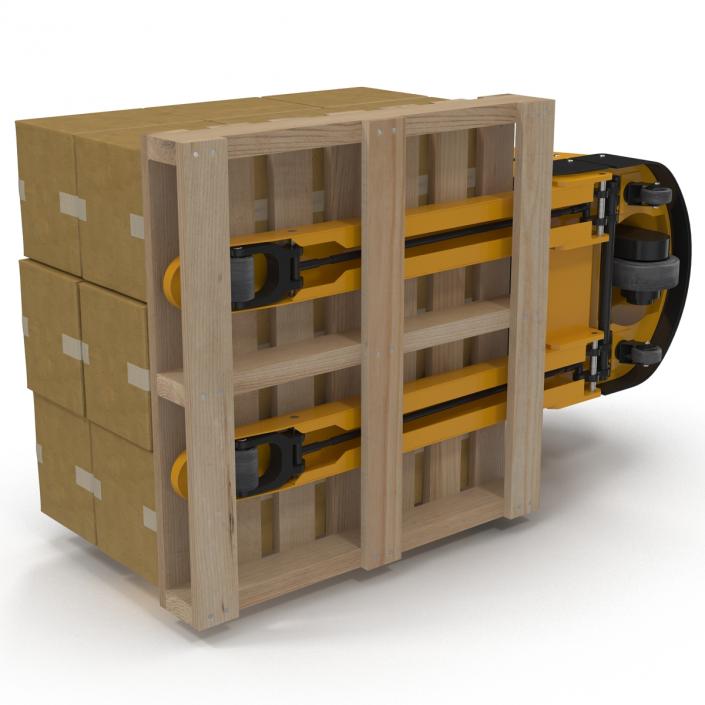 3D Powered Pallet Jack and Wooden Pallet 3D Models Set