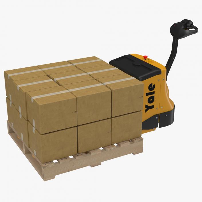 3D Powered Pallet Jack and Wooden Pallet 3D Models Set