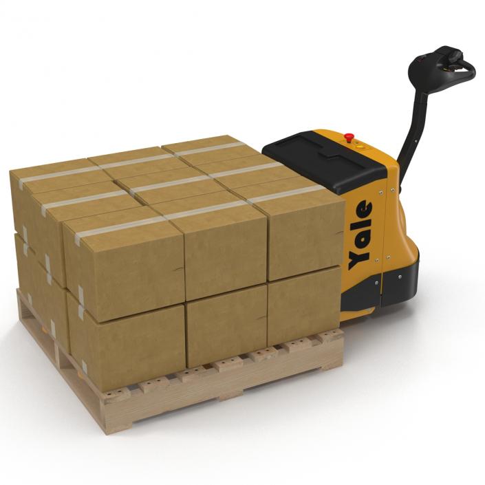 3D Powered Pallet Jack and Wooden Pallet 3D Models Set