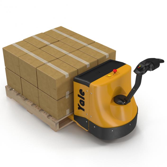 3D Powered Pallet Jack and Wooden Pallet 3D Models Set