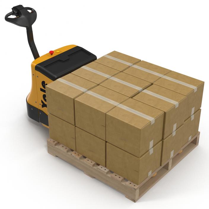 3D Powered Pallet Jack and Wooden Pallet 3D Models Set