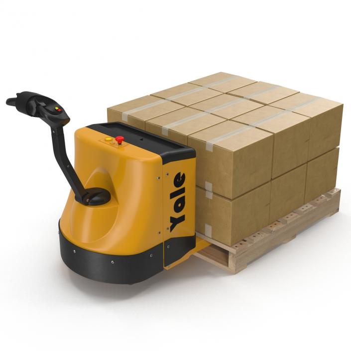 3D Powered Pallet Jack and Wooden Pallet 3D Models Set