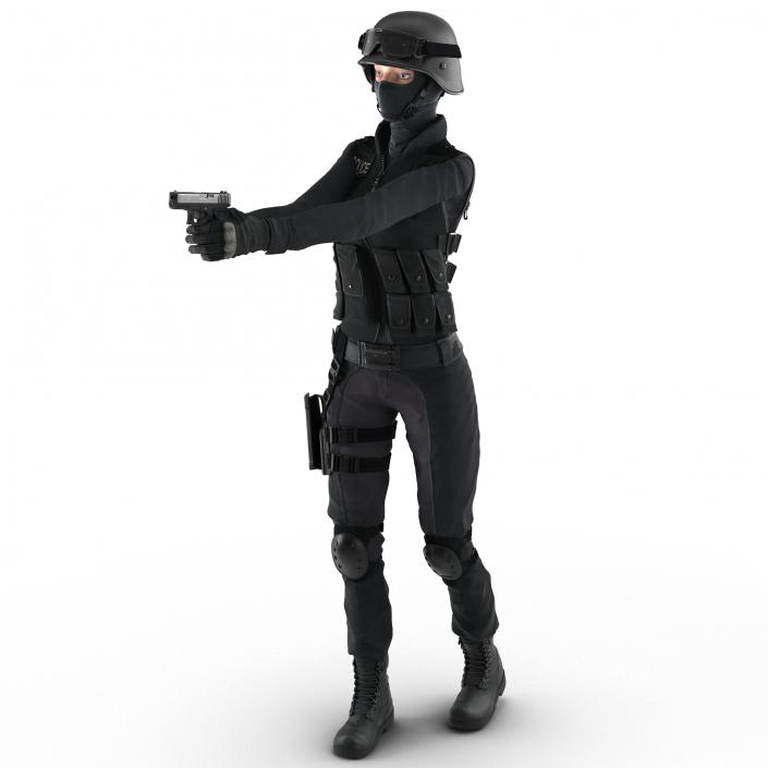 3D SWAT Woman European Rigged