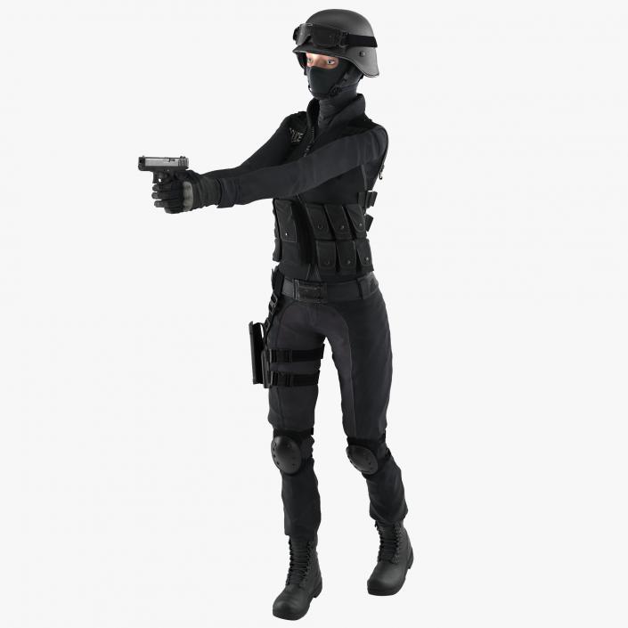 3D SWAT Woman European Rigged