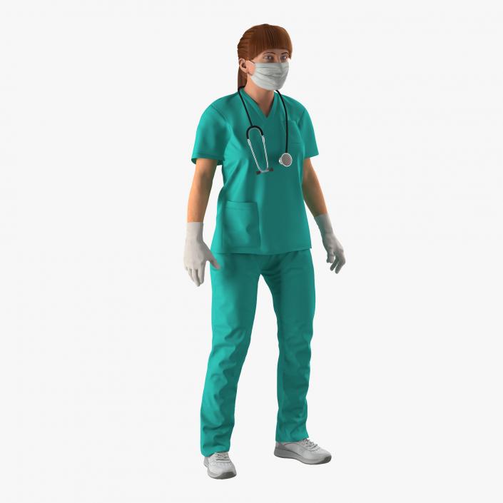 3D Female Caucasian Surgeon Rigged