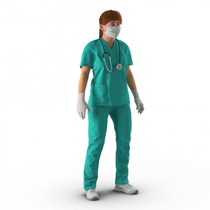 3D Female Caucasian Surgeon Rigged