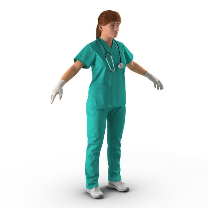 3D Female Caucasian Surgeon Rigged