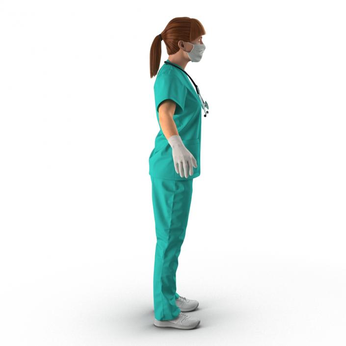 3D Female Caucasian Surgeon Rigged