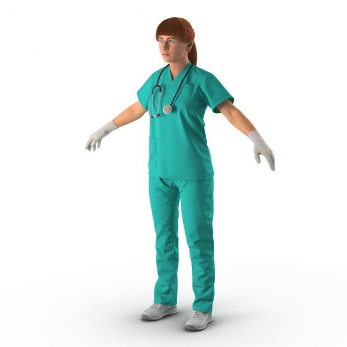 3D Female Caucasian Surgeon Rigged