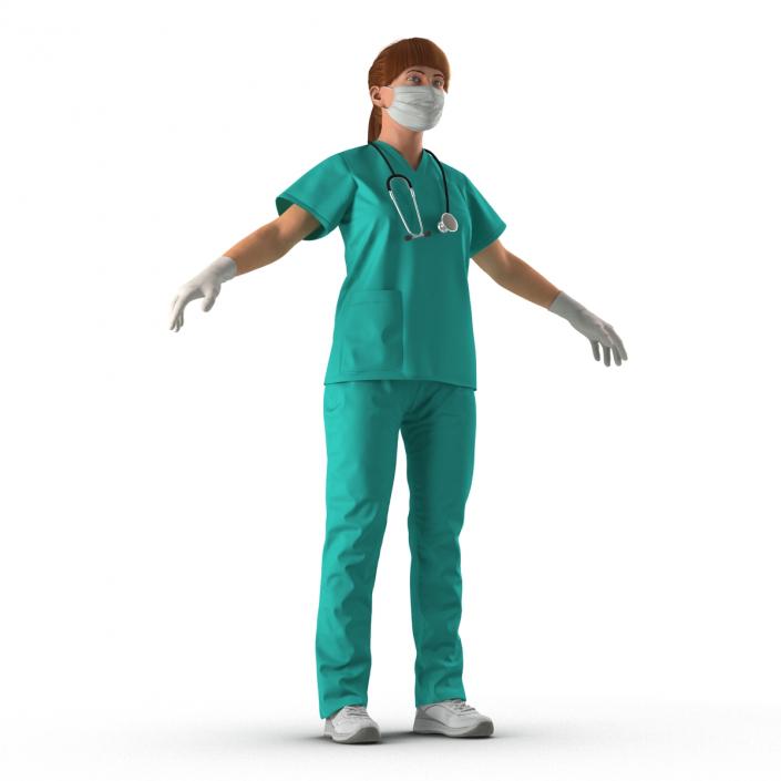 3D Female Caucasian Surgeon Rigged